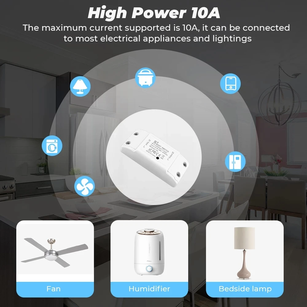 Tuya WiFi สวิตช์ไฟอัจฉริยะ Universal Breaker Timer Smart Life APP รีโมทคอนโทรลไร้สายโมดูลทํางานผ่าน Alexa Google Home