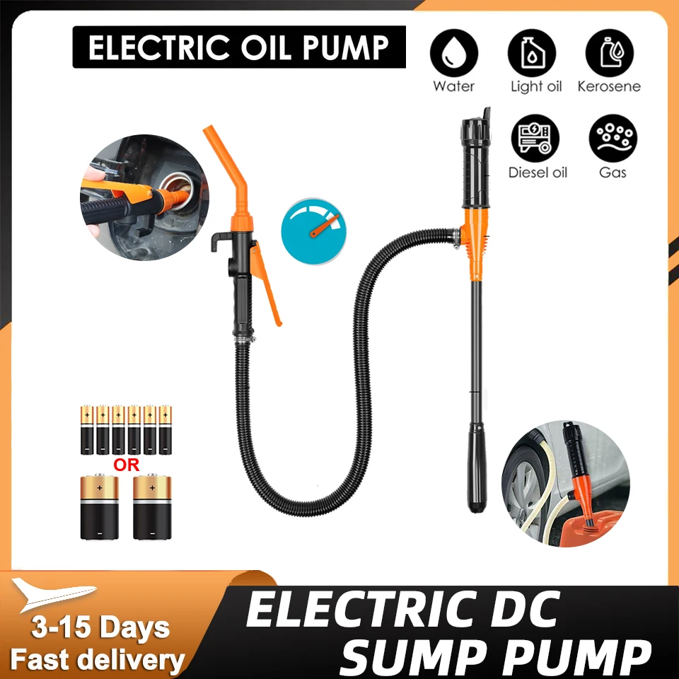Bomba de combustível portátil 12v elétrica bomba de transferência de óleo/combustível alimentada por bateria bomba de sifão líquido para carros caminhões gás água com mangueira