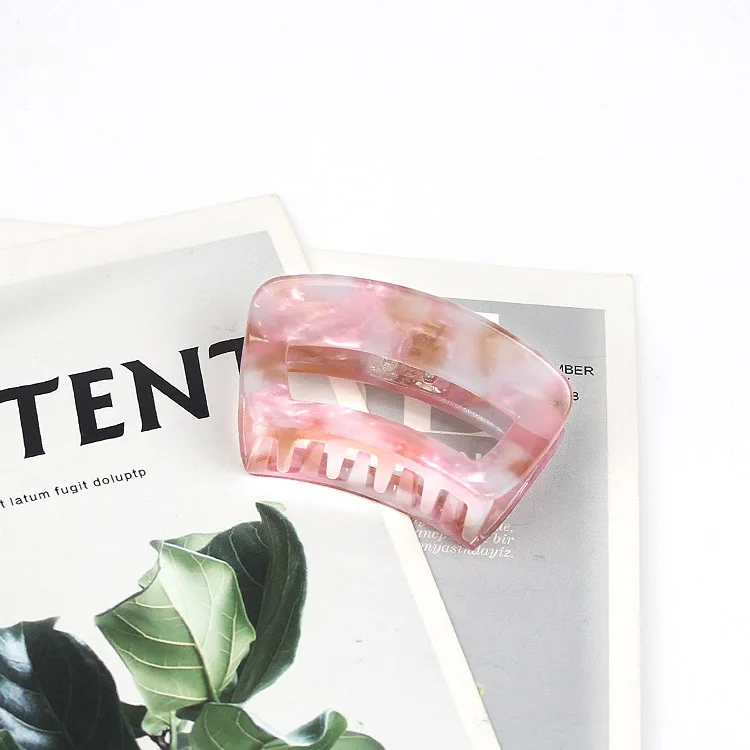 Canyuan pequeno oco para fora mini grampos de garra de cabelo para cabelo fino acetato de celulose rosa braçadeira de cabelo para mulheres acessórios de logotipo personalizado
