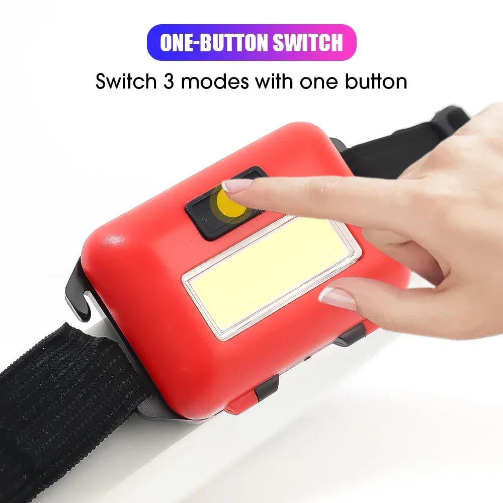Mini faro COB, faro LED portátil, luz frontal impermeable con 3 modos de iluminación, linterna frontal para acampar al aire libre y senderismo