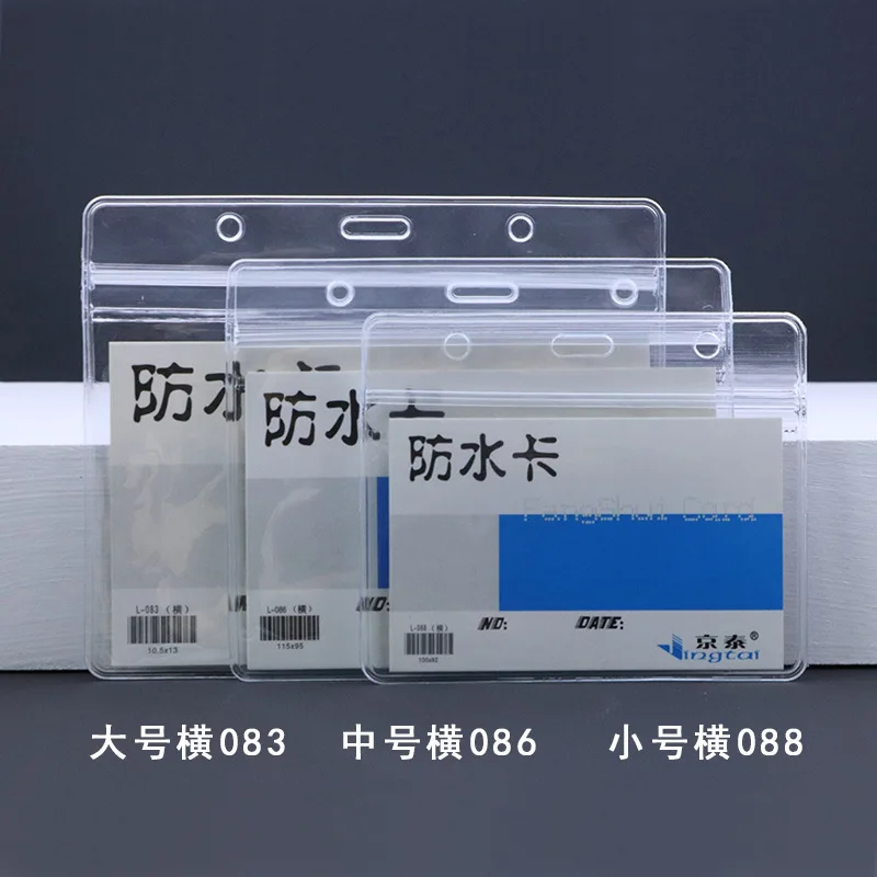 10 stks Waterdichte Verticale/horizon Transparant PVC Plastic Werk Rits Badges ID Kaarthouder Pocket Credit Paspoort Seal Card Bag