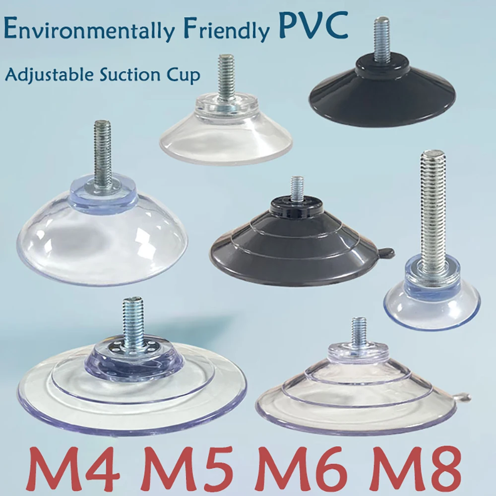 M4 M5 M6 M8 Transparent Suckers With Screw PVC Plastic Sucker Pad Holder Turn Nut Glass Table Tops Storage Tool Hooks