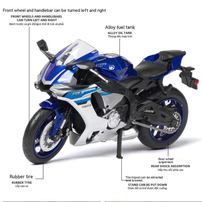 1:12 Schaal Motorfiets Model Die Gegoten Metaal Met Plastic Onderdelen Motorfiets 2020 Yamaha YZF-R6