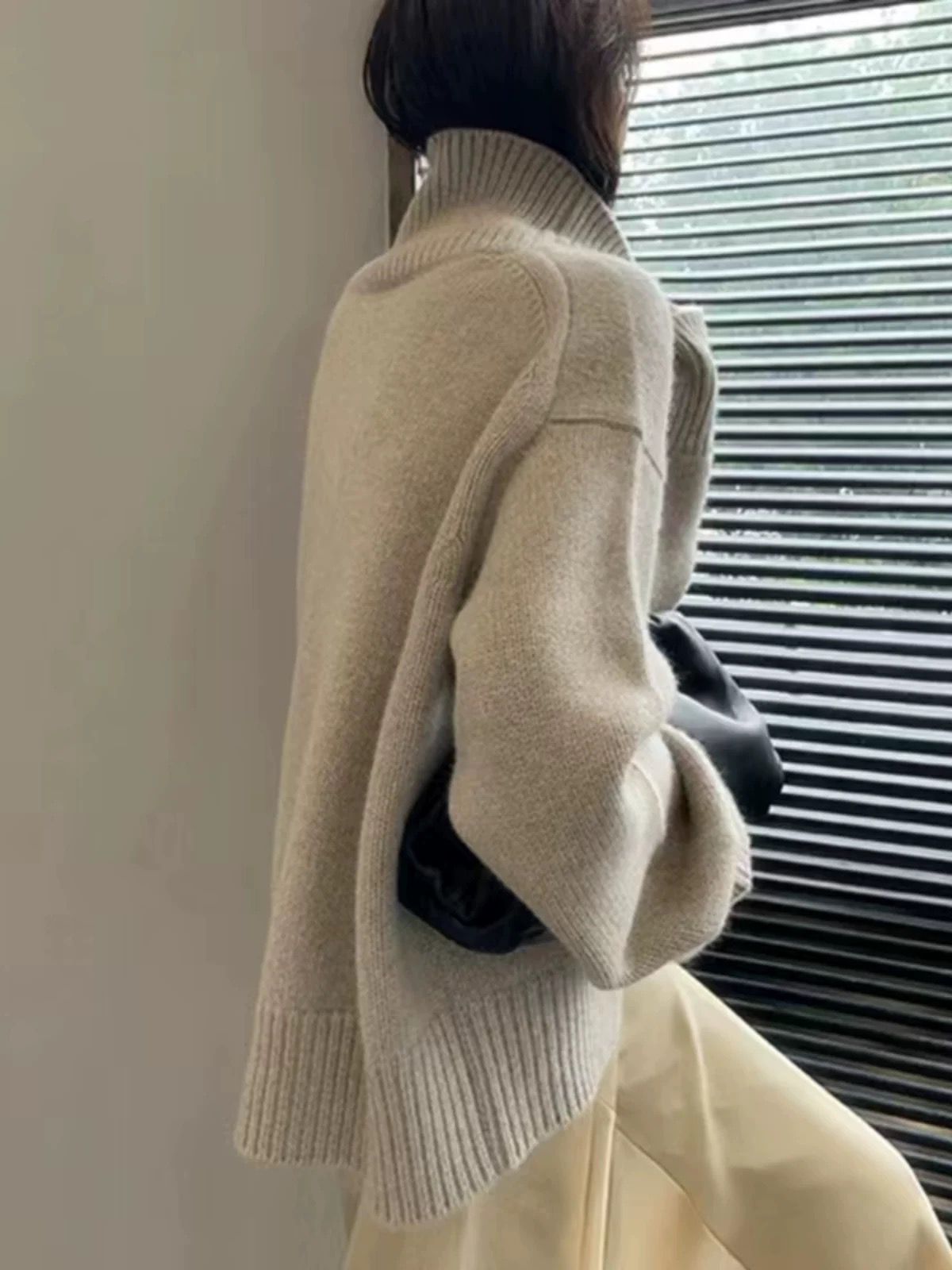 Suéter grosso de caxemira feminino, pulôver de gola alta, suéter base de malha solta, tops quentes, jaqueta nova, outono e inverno 2022