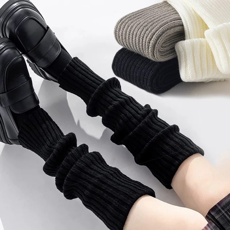 Neue japanische Beinwärmer für Damen, Lolita, lange Wolle, gestrickte Socken, Schutzschuhe, bedecken Schulterpolster, Herbst- und Winter-Häkelsocken