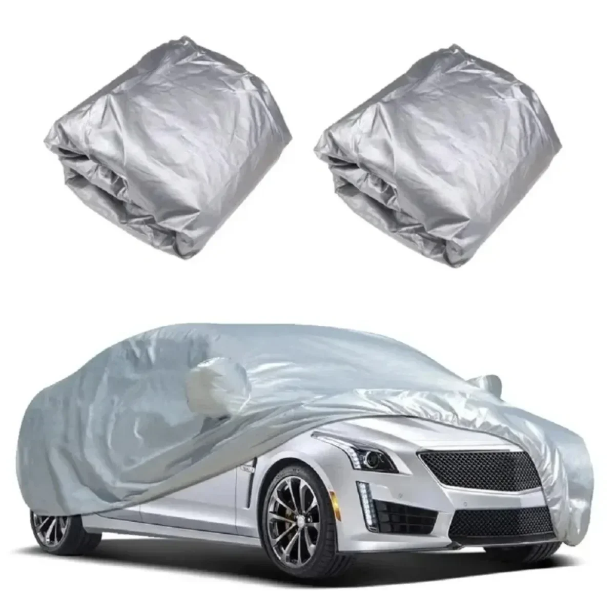 四季フィットフル車カバー防水防塵 PE フィルムコートアルミ保護サンシェード UV 線反射車カバー