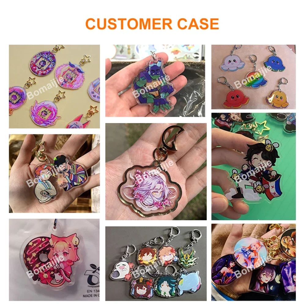 CUSTOM พวงกุญแจการ์ตูนอะคริลิค Key CHAIN Photo ที่กําหนดเองอะนิเมะ Charms โฮโลแกรม CLEAR ส่วนบุคคล Designer พวงกุญแจรถ