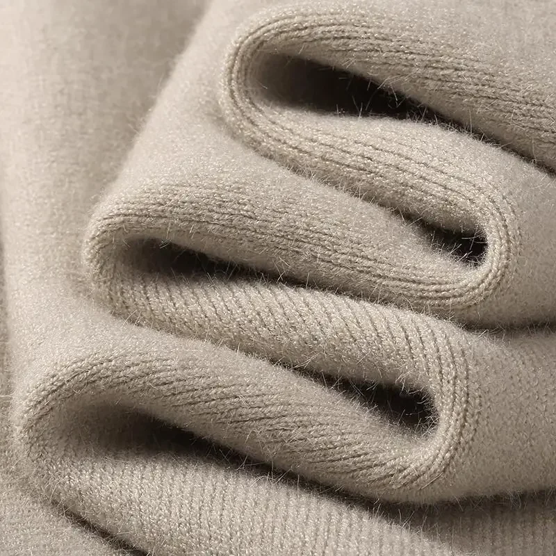 Plüsch Herren Strickpullover Rollkragenpullover mit samtgepolsterter warmer fester Pullover Herbst Winter dicker Boden lässiger O-Ausschnitt-Pullover