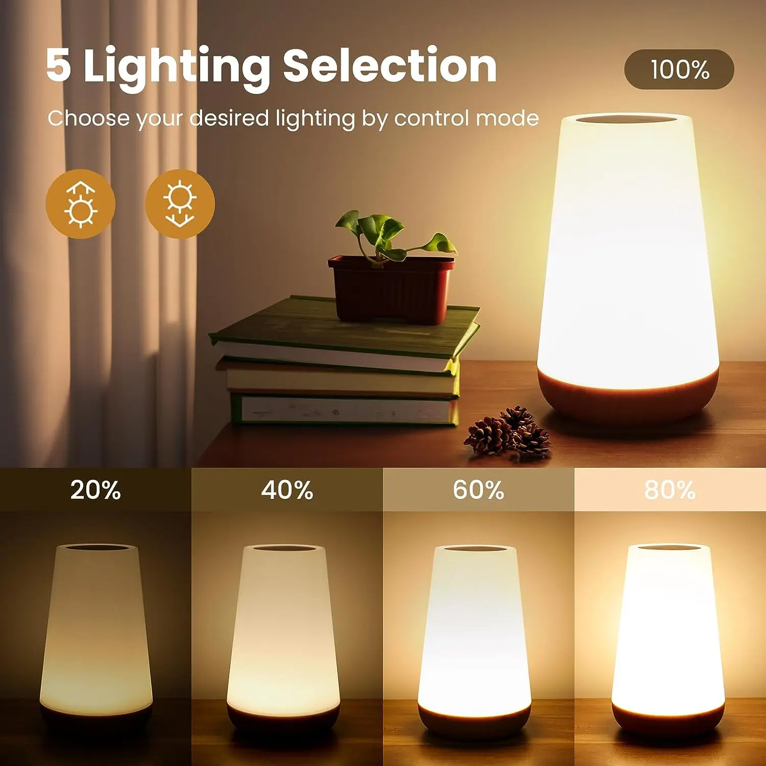 Lámpara nocturna RGB con Control remoto, luz regulable táctil, portátil, recargable por USB, 13 colores