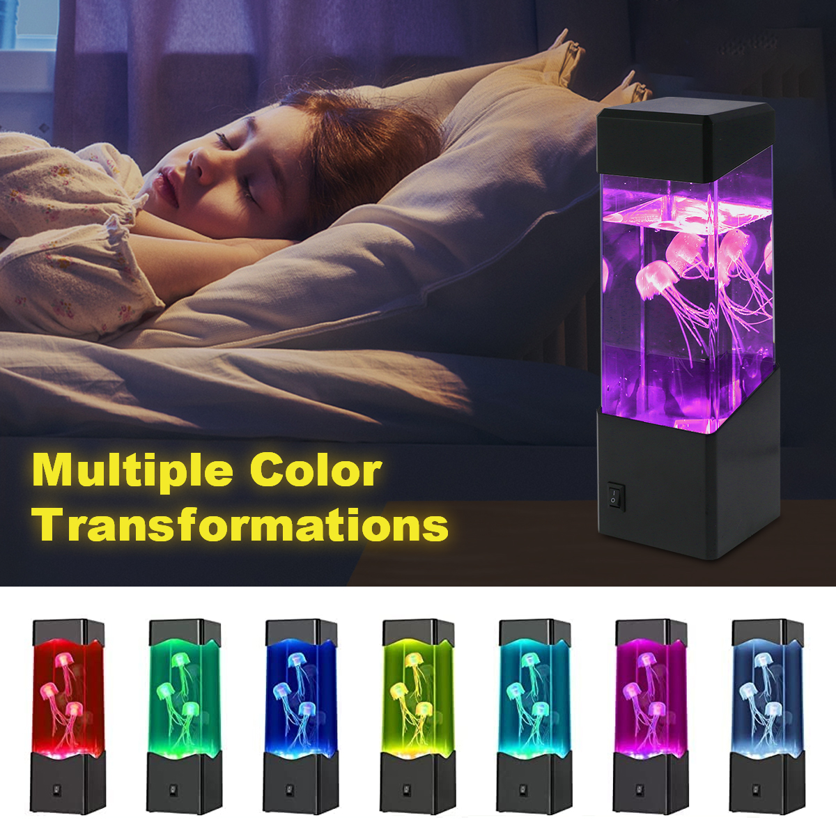 Led Jellyfish Lamp Usb/Battery Operated Jellyfish Night Light Multi-Color Changing Aquarium Tank Lamp Decorative Simulated