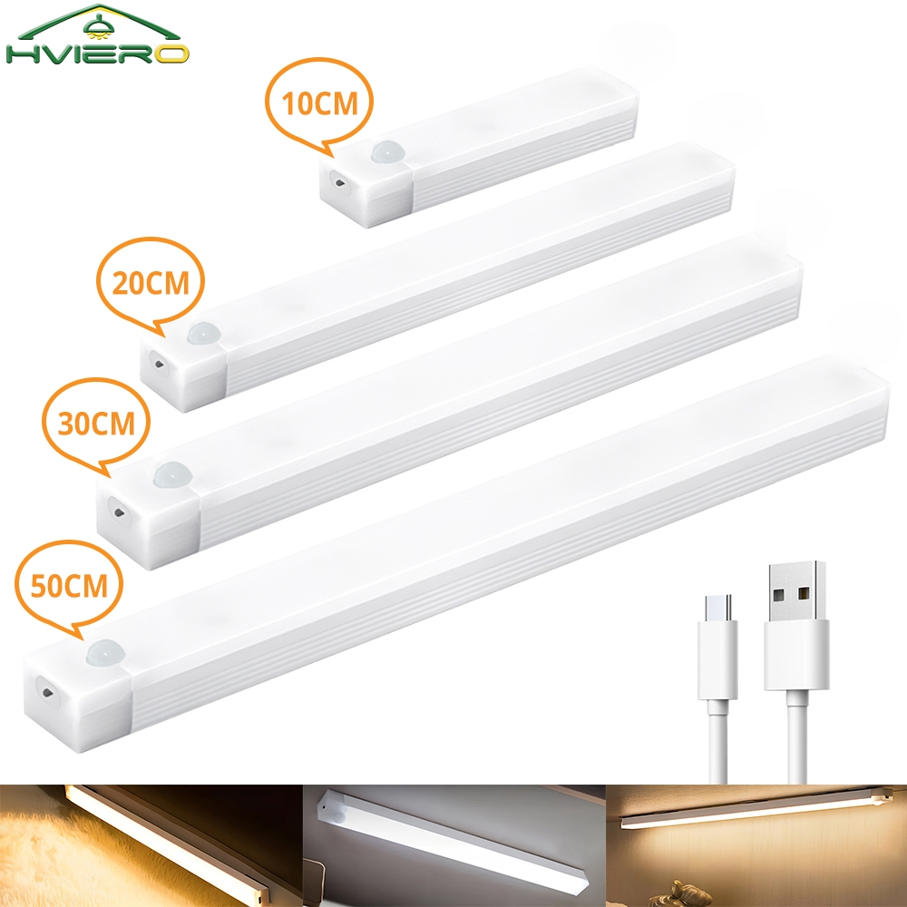 Barra de luz LED con Sensor de movimiento recargable, luz nocturna de inducción, lámpara magnética inalámbrica portátil para armario, cocina, mesita de noche