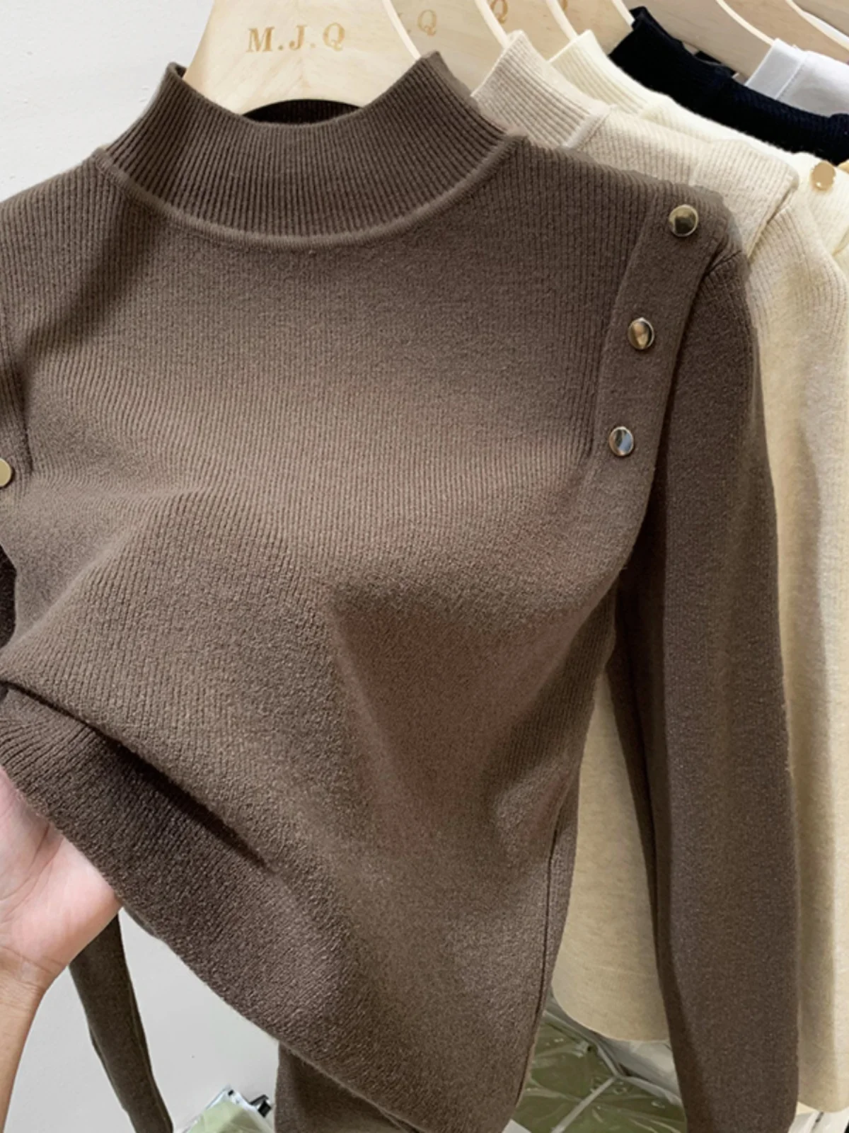 AOSSVIAO 2025 ปุ่มคอเต่าถักเสื้อกันหนาวผู้หญิงPulloversฤดูใบไม้ร่วงฤดูหนาวBasicเสื้อกันหนาวผู้หญิงFit Soft Warm Tops