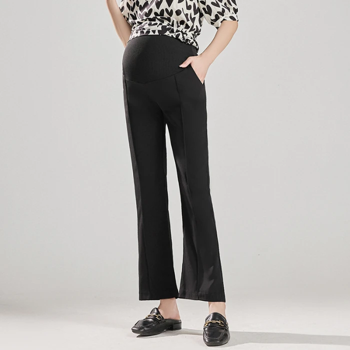 Pantalones recortados de corte de botas para mujeres embarazadas, ropa de embarazo, corte de botas, suave, caída, moda de primavera y verano
