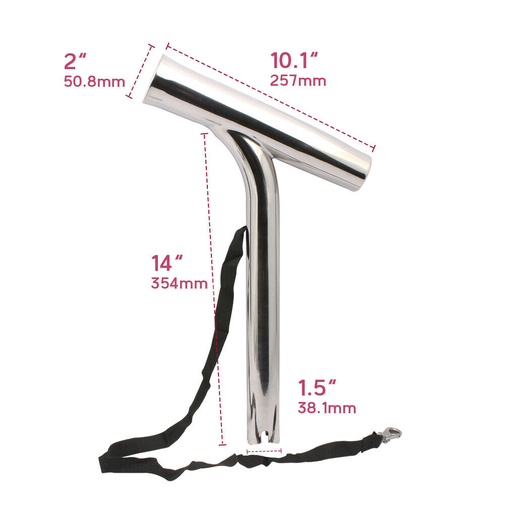 シルバーの高度に研磨されたステンレス鋼のアウトリガー釣竿ホルダー、スタイリッシュなボートアクセサリー、2個