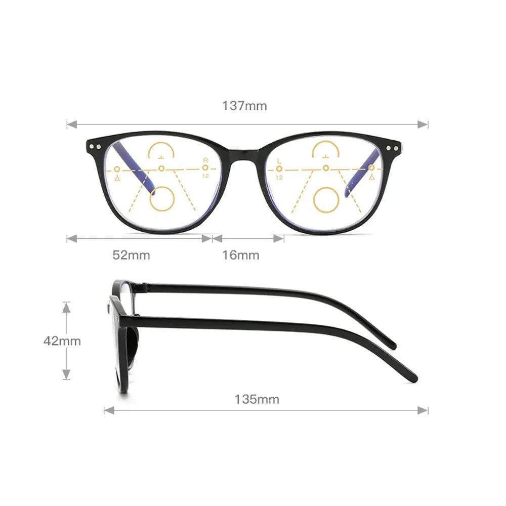 Multifocal Progressiveแว่นตาอ่านหนังสือRetro Anti Blue Light Multifocalผู้สูงอายุแว่นตาผู้ชายผู้หญิงกรอบแว่นตาขนาดใหญ่