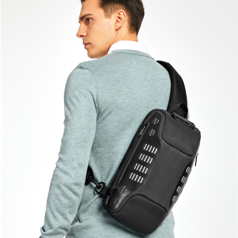 OZUKO-Bolso de pecho multifunción para hombre, bandolera de hombro antirrobo, resistente al agua, paquete de viaje corto