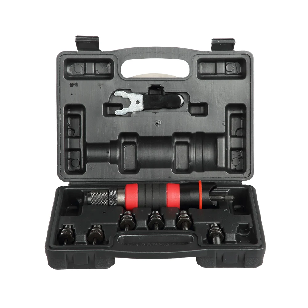 M3 M4 M5 M6 M8 M10 ホームリベットナットガンコンバータキット取り外し可能な DIY ナットインサートナットリベットツールコードレス電動リベットツールツールボックス付き