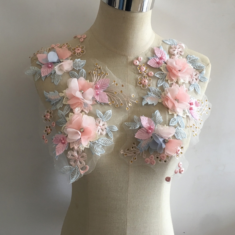 El nuevo ABS perla tridimensional flor encaje Collar costura DIY brote tela apliques decoración ropa accesorios álbum de recortes
