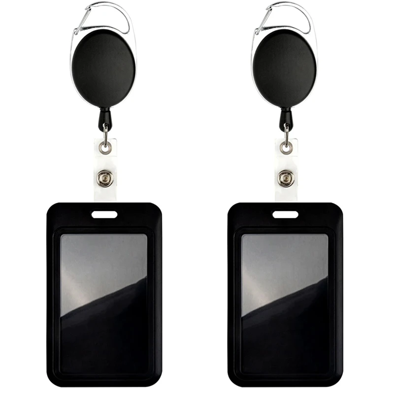 Porta carte da 1/2 set Porta badge identificativo con moschettone resistente Set di clip per bobine Supporti verticali retrattili Donna Uomo