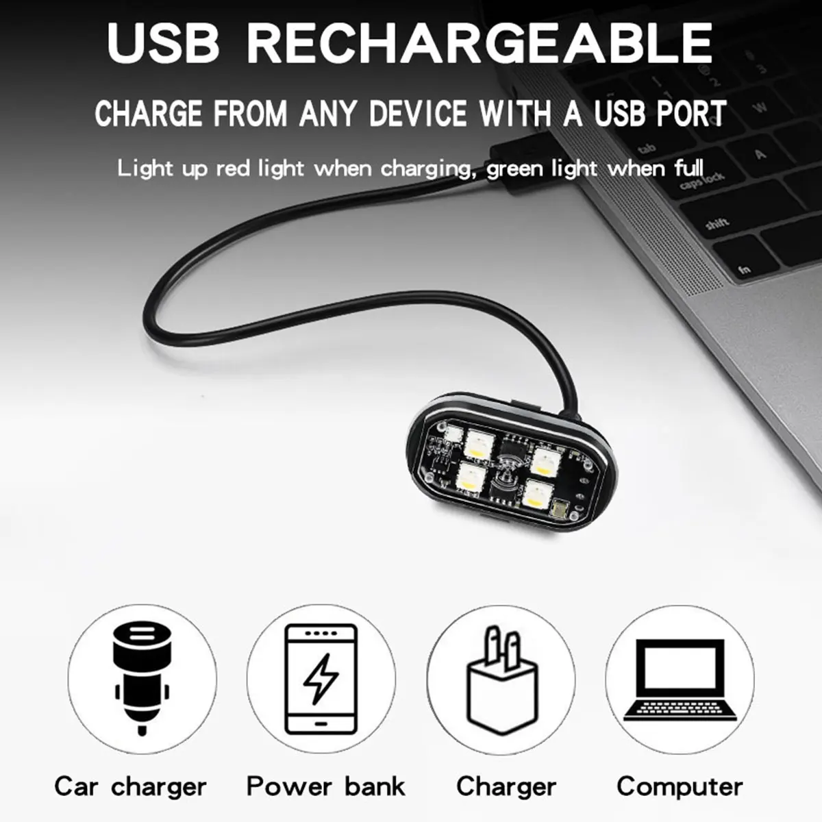 2/4 pces sem fio led luzes estroboscópicas decoração do carro atmosfera luz, 8 cores recarregável luzes led anti-colisão luz de advertência led