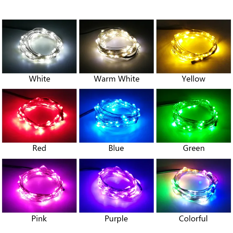 Luces LED de hadas con Control remoto, cadena de luces impermeable, funciona con pilas, para exteriores, decoración de fiesta de Navidad y boda, 8 modos