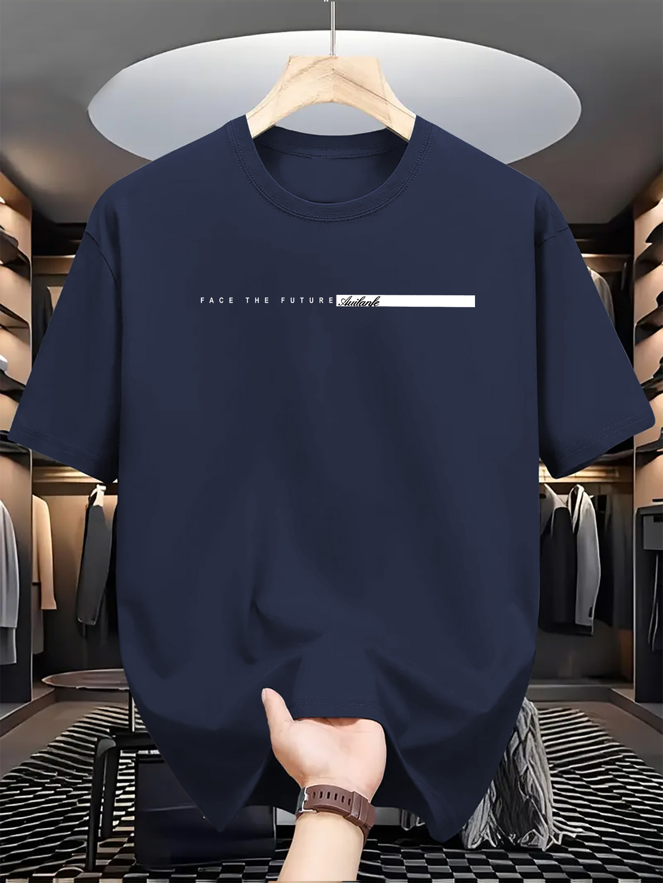 เสื้อยืดแขนแขนสั้นคอกลมพิมพ์ลายตัวหนังสือขนาดใหญ่ทรงหลวมใส่ผ้าฝ้ายลำลอง100% สำหรับผู้ชายใส่ฤดูร้อน