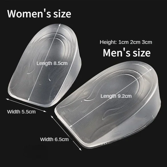 1CM 3CM Invisible Height Increase Insoles Silicone Gel Heel Lifting Inserts Transparent Foot Care Protector Elastic Shoe Inserts