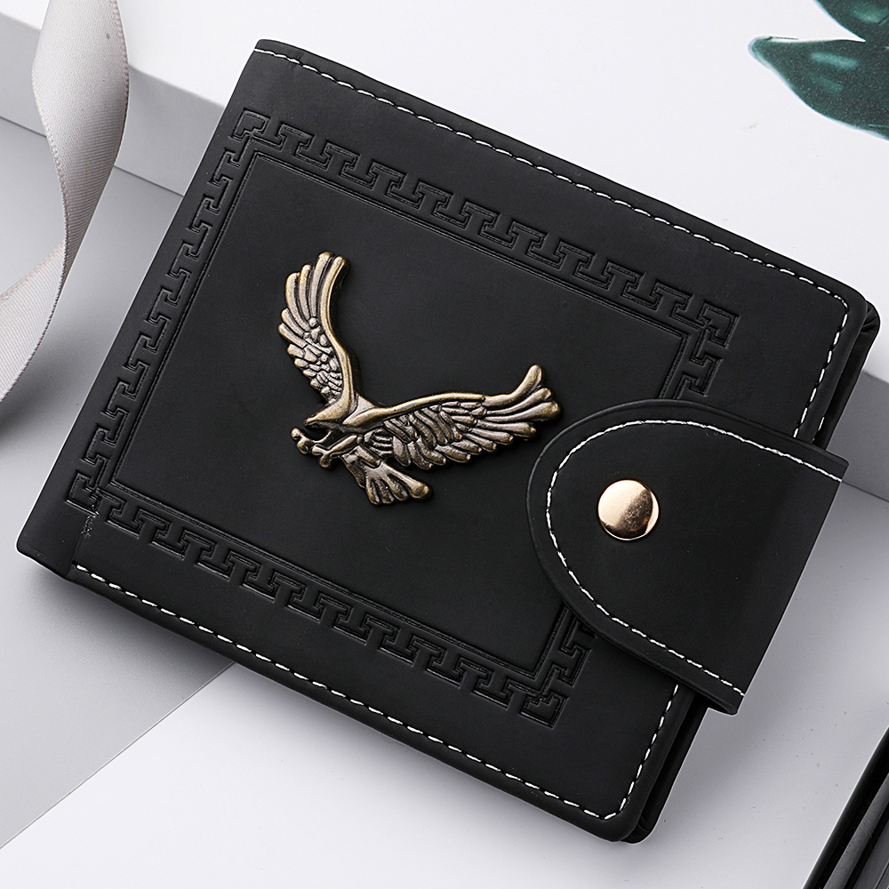 Portafoglio da uomo Portafoglio corto da uomo Personalità della moda giovanile Porta carte di credito in pelle PU Porta carte d'identità Portafoglio pieghevole