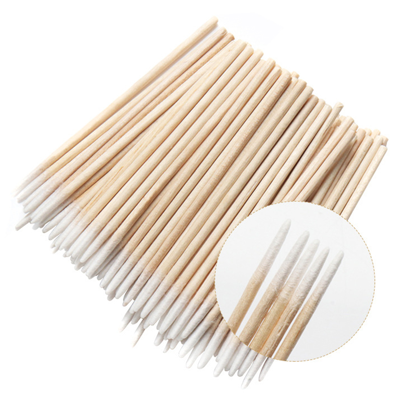 100 ชิ้นเล็บไม้ Swab ทําความสะอาด Sticks Bud เคล็ดลับไม้หัวฝ้ายเล็บรายละเอียด Corrector เล็บ Remover Art เครื่องมือ