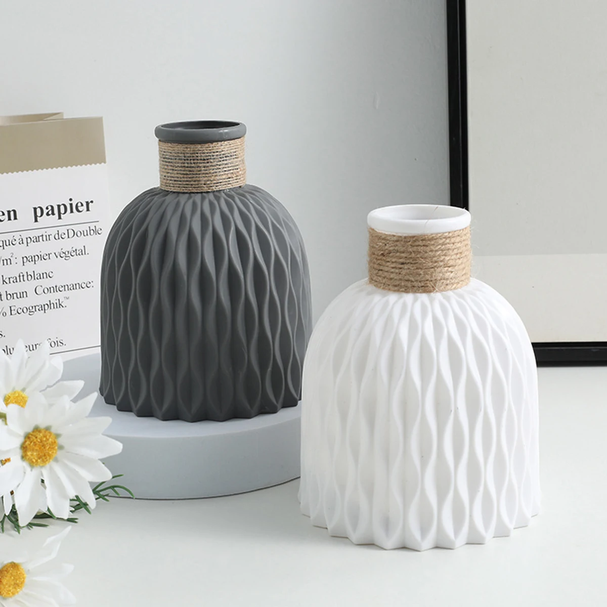 1PC ondulazione dell'acqua vaso di plastica onda vaso di fiori disposizione moderno stile nordico casa soggiorno decorazione del desktop ornamento