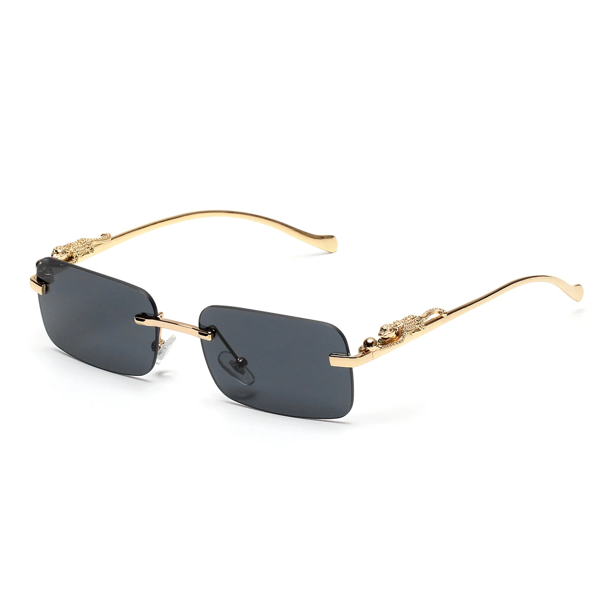 Ruiao-gafas de sol sin montura para hombre y mujer, lentes de sol cuadradas de metal con protección UV400, de marca de diseñador, para exteriores