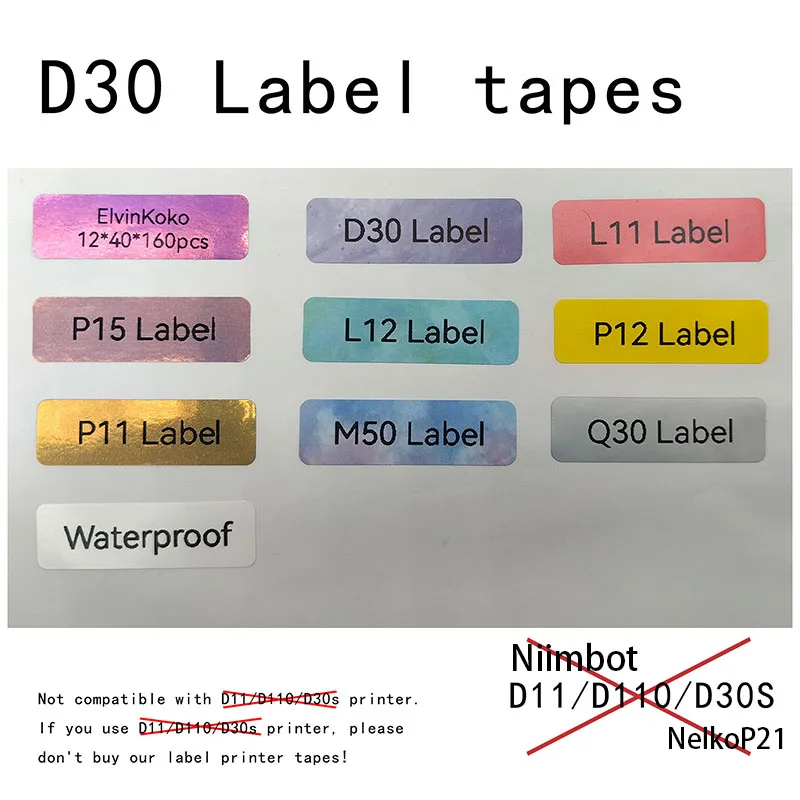 P15 Label Printer Sticker 12*40mm Label Tape Thermal Printer Paper 160pcs/roll Compatible D30  P12 P11 Label