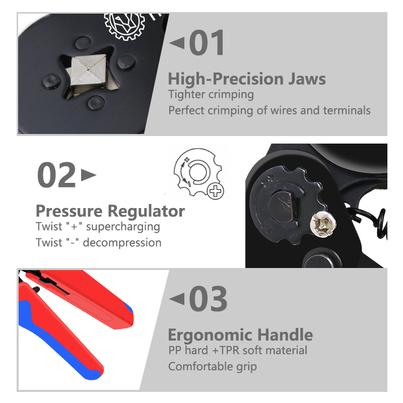 Crimping tool HSC8 6-4 0.25-10mm for ferrule tubular terminals ² 23-7AWG Ferrule Crimping Clamp Set Wire Head Electrician Tools