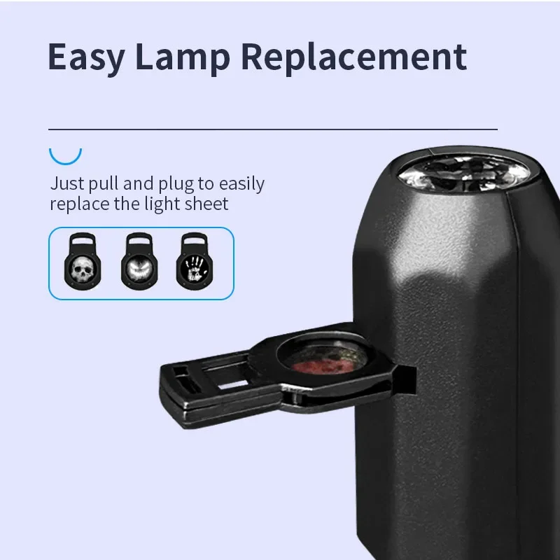 Lampe de Projection de crâne, conception de motif commutable, veilleuse Led Portable alimentée par USB pour décoration murale de plafond de pièce, cadeau d'halloween