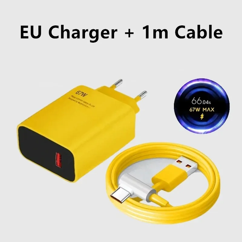 67W USB Super Fast Charger Power Adapter For Xiaomi Mi 12 11 6A USB Type C Cable For POCO X5 X4 Pro Redmi Note 9 10 11 Charging