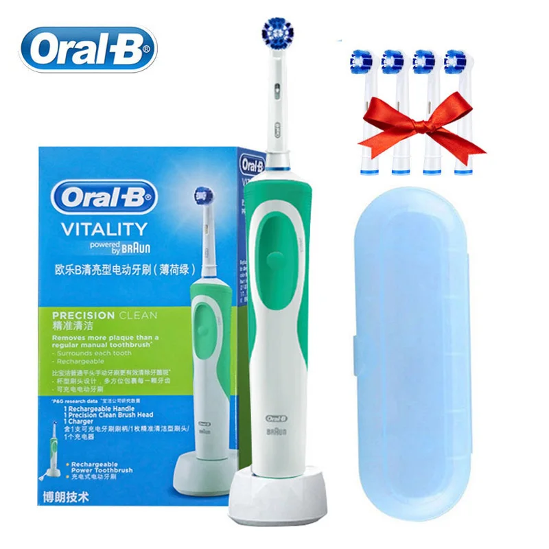 Oral B Bàn Chải Đánh Răng Điện D12 Quay Sức Sống Thông Minh Răng Bàn Chải Cảm Ứng Sạc Thay Thế Đầu Bàn Chải Khác 4 Nạp Lại + Tặng Kèm Hộp