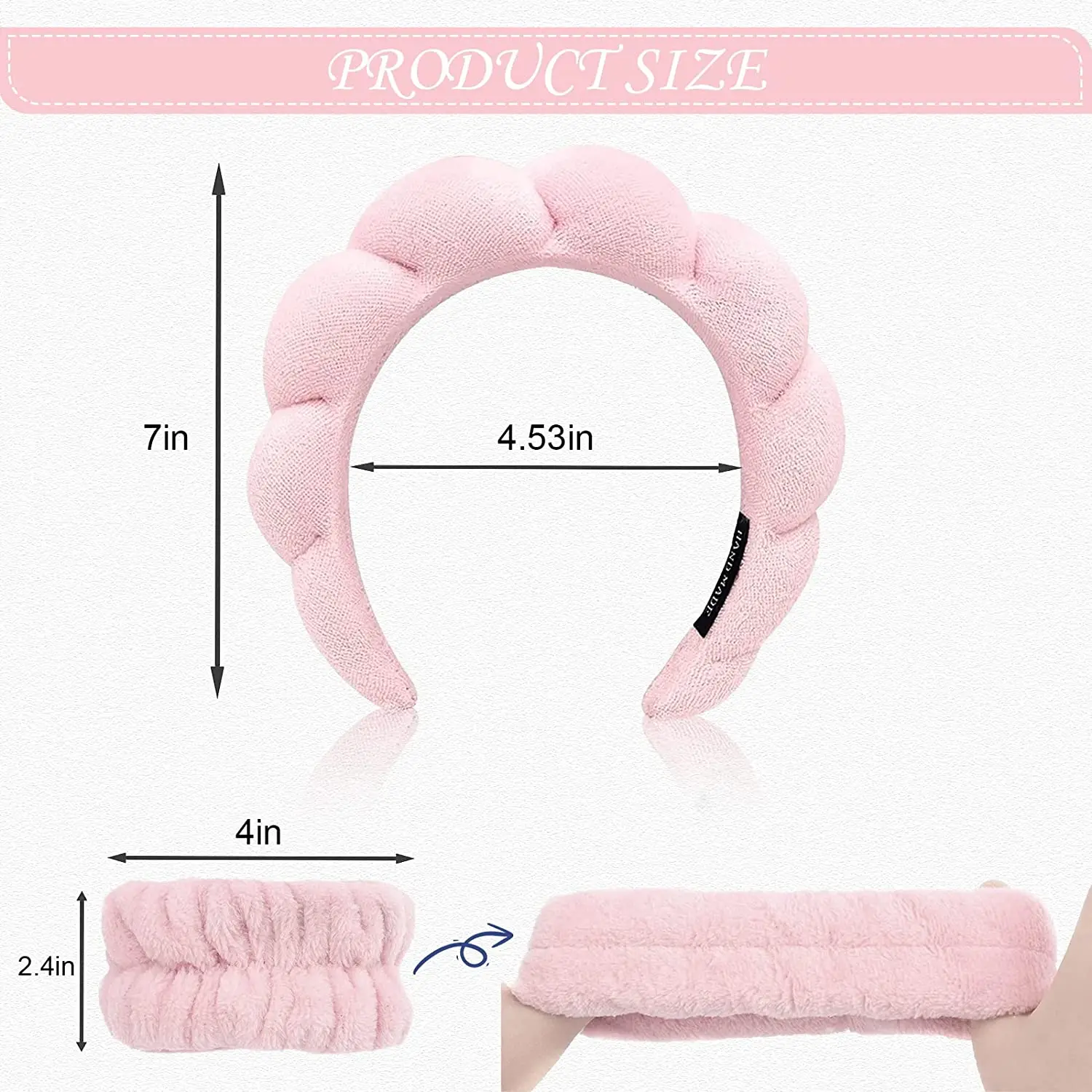 3 ชิ้นแฟชั่นไมโครไฟเบอร์ซักผ้าสายรัดข้อมือ Scrunchies Puffy แถบคาดศีรษะสปา Bubble สําหรับล้างหน้าแต่งหน้าอาบน้ํา Skincare