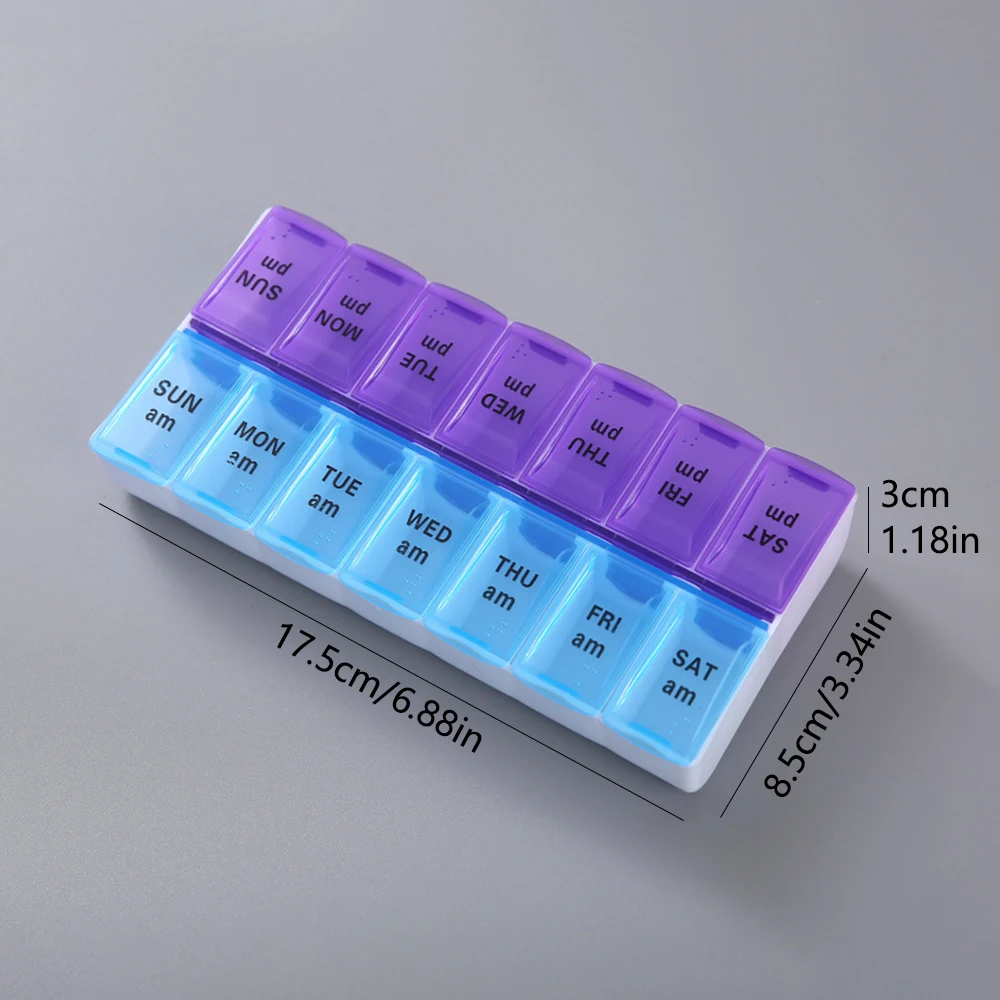 กล่องเก็บยาสำหรับเดินทาง, กล่องเก็บยาแบบพกพาสำหรับจัดเก็บยาเม็ดทั้งเช้าและกลางคืน7วันต่อสัปดาห์