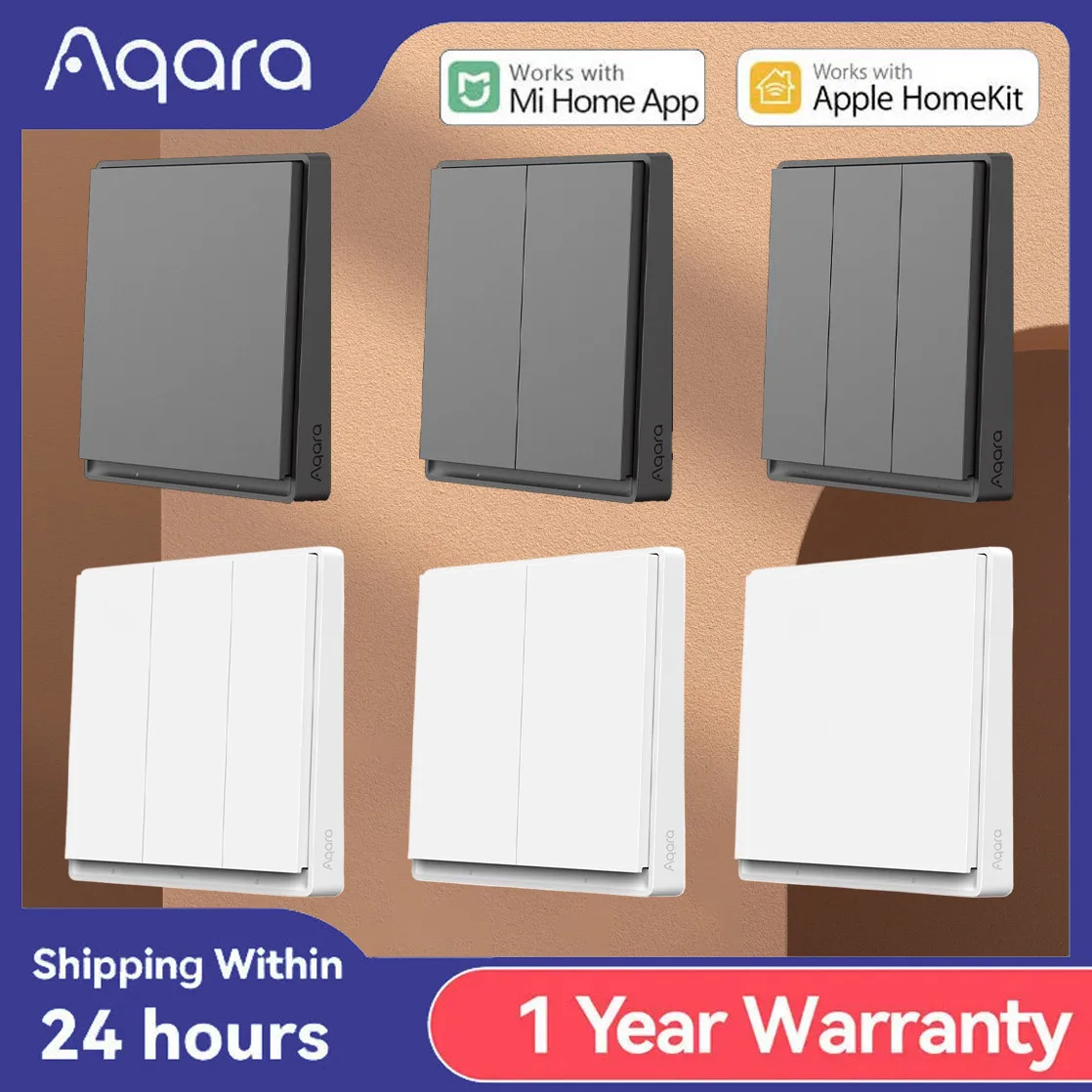Умный настенный переключатель Aqara E1 ZigBee 3,0, пульт дистанционного управления, кнопка умного домашнего освещения без нейтрального пожарного провода для Xiaomi Home Homekit