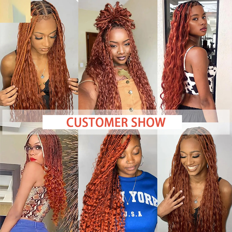 人間の髪の毛のエクステンション,深い波,自由奔放に生きる,巻き毛,編み込み用のよこ糸なし,バージン,ジンジャーオレンジ,350