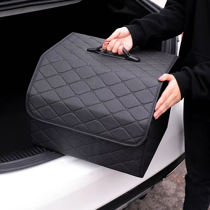 1 PC รถ PU หนัง Trunk กล่องเก็บแบบพกพารถ Multiuse Storage องค์กรรถ Trunk Bag Auto Storage กล่อง-