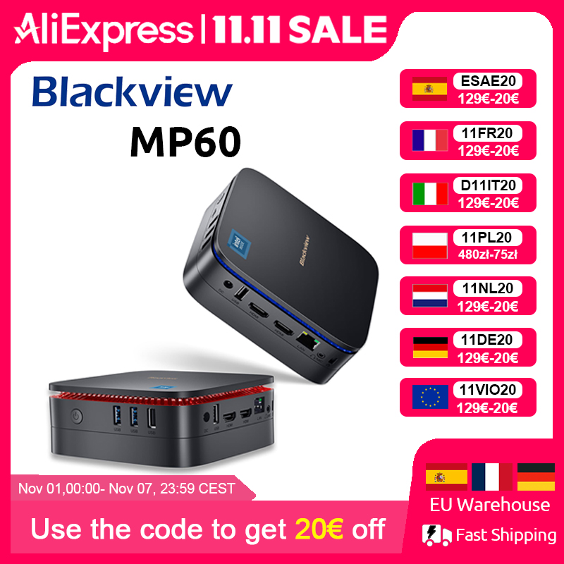 Blackview MP60 NUOVO Mini PC Windows 11 16GB DDR4/512GB 1TB SSD Ordenador Intel N150/N95 4K HD Doppio HDMI Dual-Band 2.4G