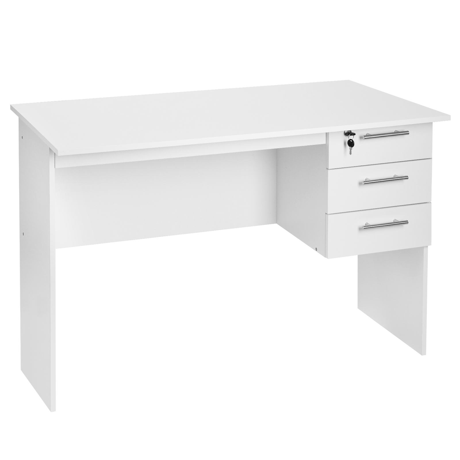 WOLTU Büro-Computertisch, schwarz/weißer Spanplattentisch, PC-Arbeitstudientisch mit Schloss, 3 Schubladen für Schreibtische im Schlafzimmer