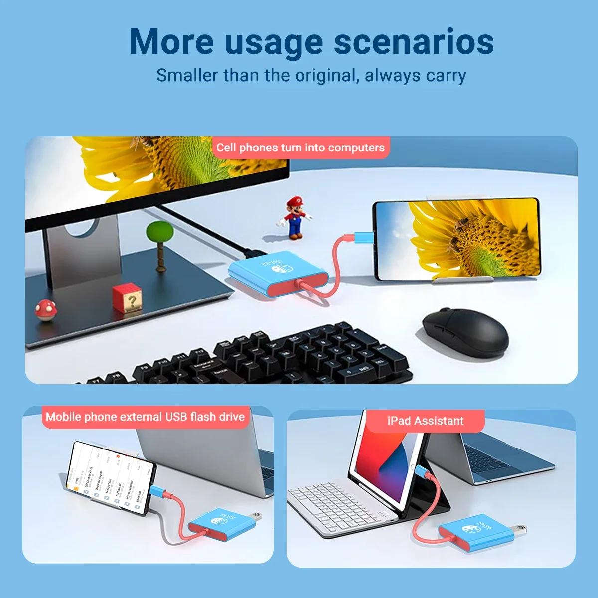 Estación de acoplamiento portátil Nintendo Switch TIPO C Hub con HDMI USB 3 0 Perfecto para viajes Juegos Diseño compacto Fácil configuración