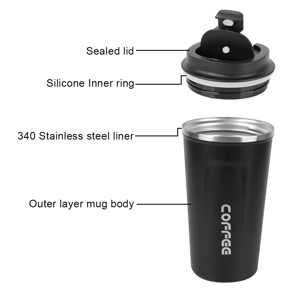 380/510ML Thermo Cafe Koffiemok Auto Thermos Mok Leak_Proof Reizen Thermo Cup voor Thee Water koffie Dubbel Roestvrij Staal