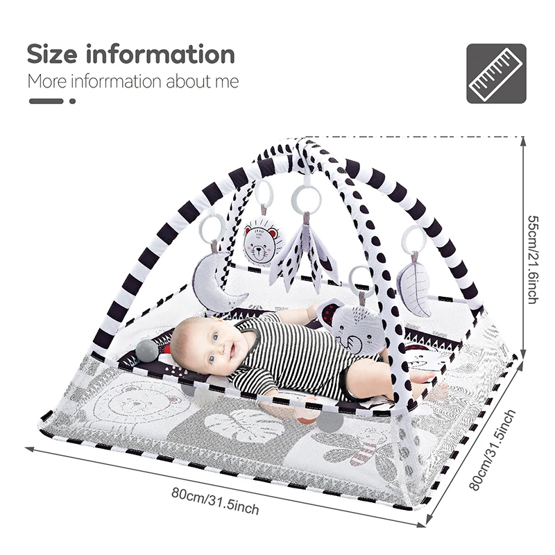 Recém-nascido quadro de fitness cercadinho das crianças brinquedos de fitness multifuncional tapete de jogo padrão dos desenhos animados iluminação jogar esteira brinquedos presente