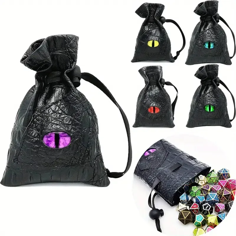 1 Stück Würfeltasche mit Kordelzug, PU-Leder, DND-Würfeltasche, Tarot-Orakelkarten, Aufbewahrungstasche für D&D-Würfel, Münzen und Zubehör