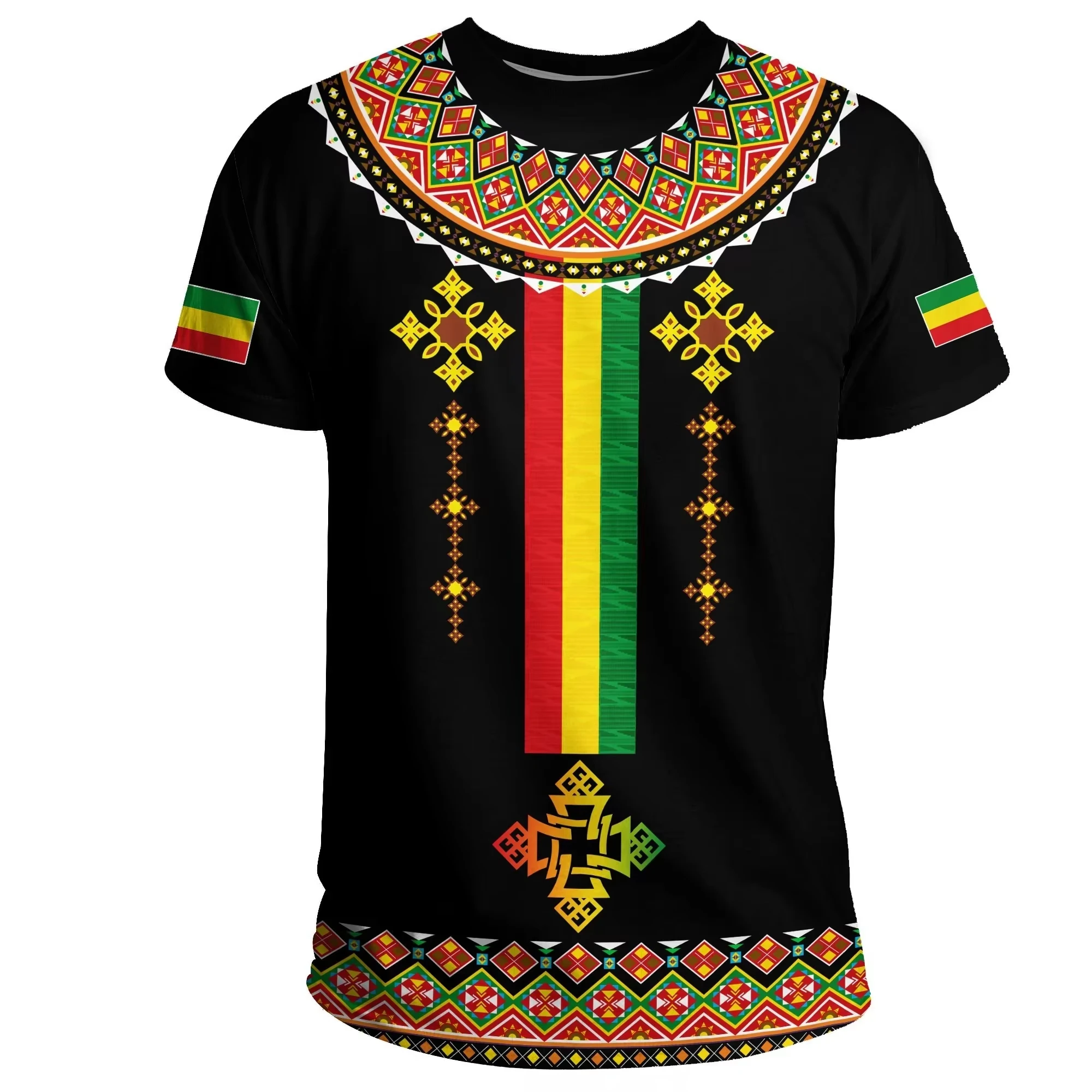 Nova camiseta masculina muçulmano tshirt etíope tradicional cruz masculina camiseta 3d impresso feminino t camisa criança manga curta roupas superiores