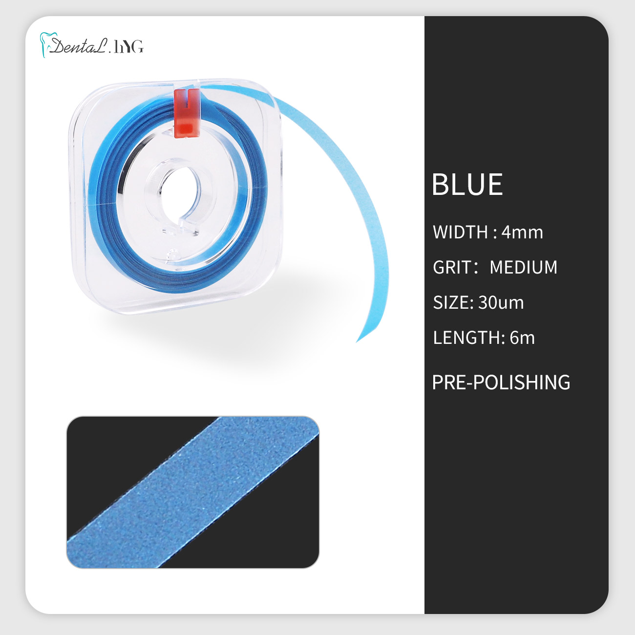 Material de resina do rolo da tira de polimento dental 6m * 4mm dentes moagem lixar moldar material do dentista