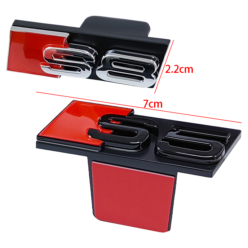 Logotipo 3D ABS cromado negro S3 S4 S5 S6 S7 S8 emblema de parrilla pegatina insignia de rejilla delantera de coche para Audi S3 S4 S5 S6 S7 S8 accesorios